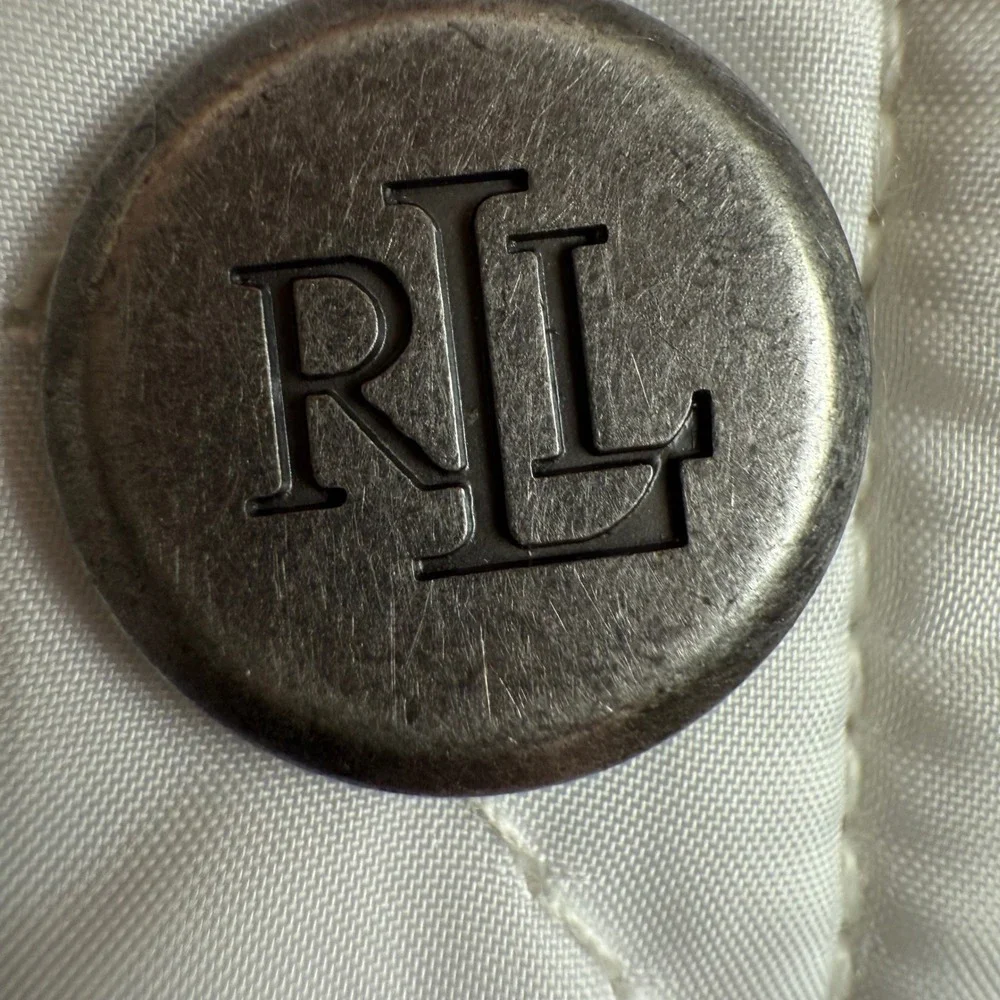 Lauren Ralph Lauren Quilted Vest Womens‎ White Snap Front RL Crest Logo Sz L - Picture 5 of 9